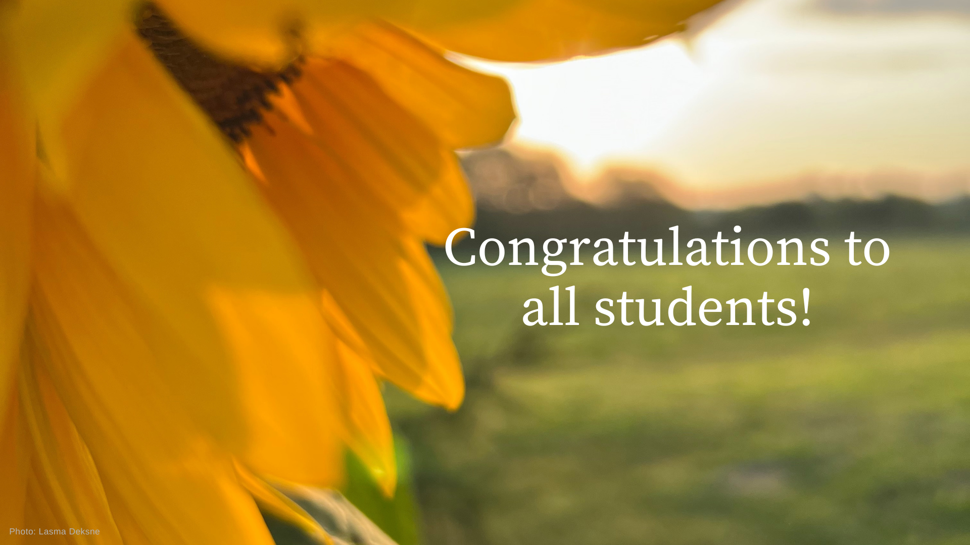 Congratulations on the new study year!