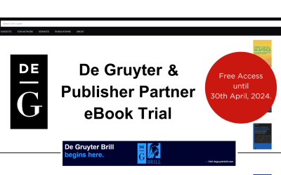 De Gruyter and UPL (Publisher Partner) eBooks databases trial until April 30, 2024 at the Fundamental Library of the Latvia University of Life Sciences and Technologies.