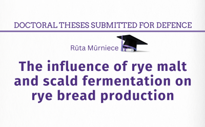 Mūrniece Rūta. Rudzu iesala un plaucējuma raudzēšanas ietekme rudzu maizes ražošanā = The influence of rye malt and scald fermentation on rye bread production : promocijas darbs zinātnes doktora grāda zinātnes doktore (Ph.D.) inženierzinātnēs un tehnoloģijās iegūšanai / Rūta Mūrniece; promocijas darba vadītāja: asoc.prof., Dr.sc.ing. Dace Kļava; Latvijas Biozinātņu un tehnoloģiju universitāte. Lauksaimniecības un pārtikas tehnoloģijas fakultāte. Pārtikas institūts. Jelgava.