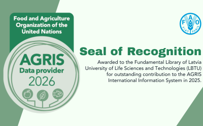 Recognition for the LBTU Fundamental Library's Contribution to Data Submission in the UN FAO International Information System AGRIS - "Seal of Recognition for Active Data Provider of the Year 2026" 