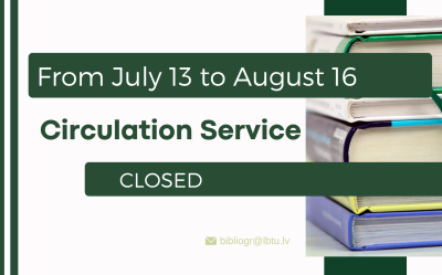 Please note that the Circulation Service will be closed from July 13 to August 16, 2026. During this period, books may be returned to the Reading Room (Room 254) on weekdays between 9:00 AM and 5:00 PM.  Thank you for your understanding!